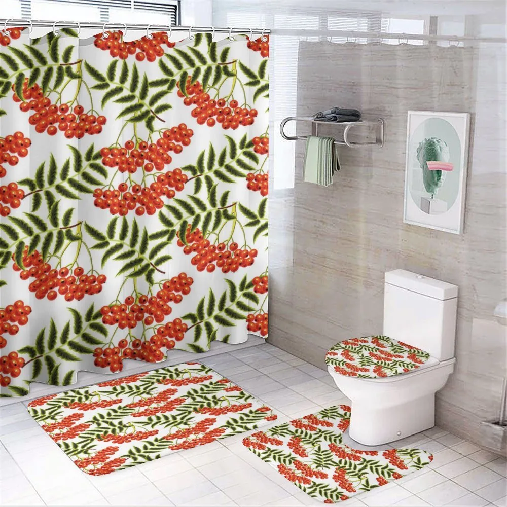 Vibrant Red Rural Berries — 4-Piece Bathroom Set preview