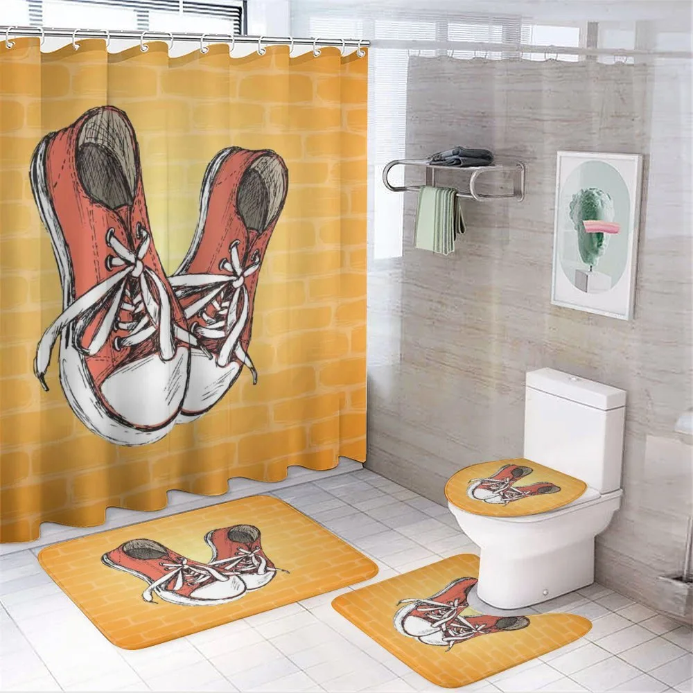 Vintage Sneakers on Wall — 4-Piece Bathroom Set preview