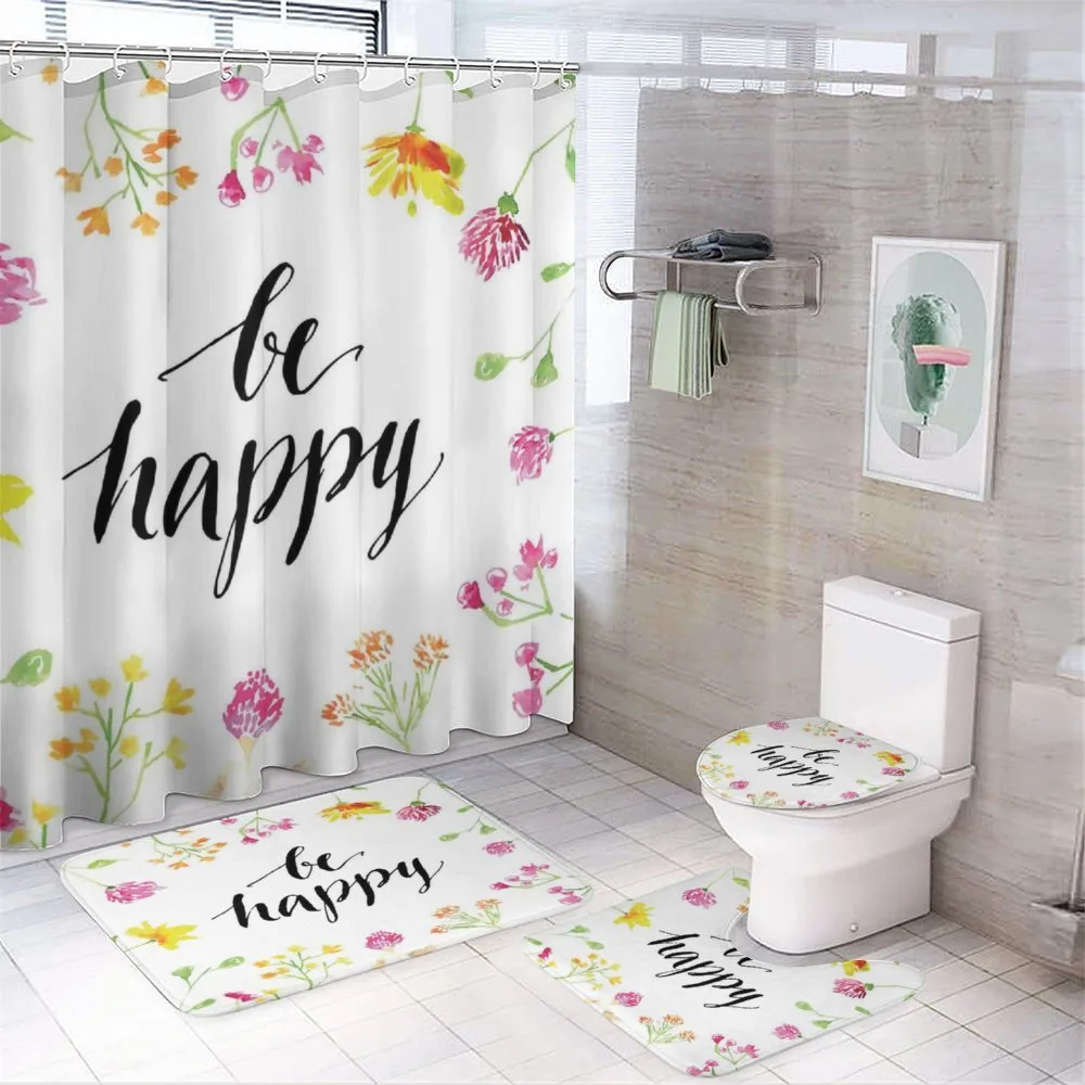 Be Happy Wildflowers — 4-Piece Bathroom Set preview