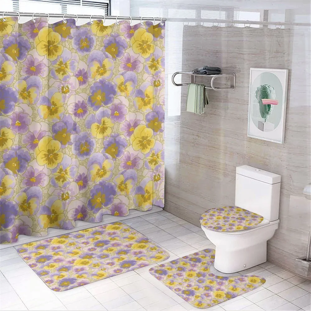 Hand Drawn Pansy Garden — 4-Piece Bathroom Set preview
