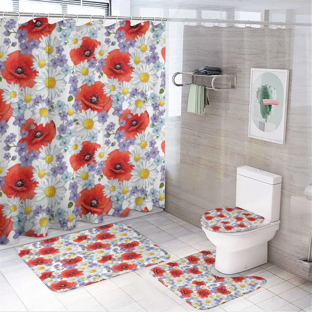 Poppy and Daisy Flower — 4-Piece Bathroom Set preview
