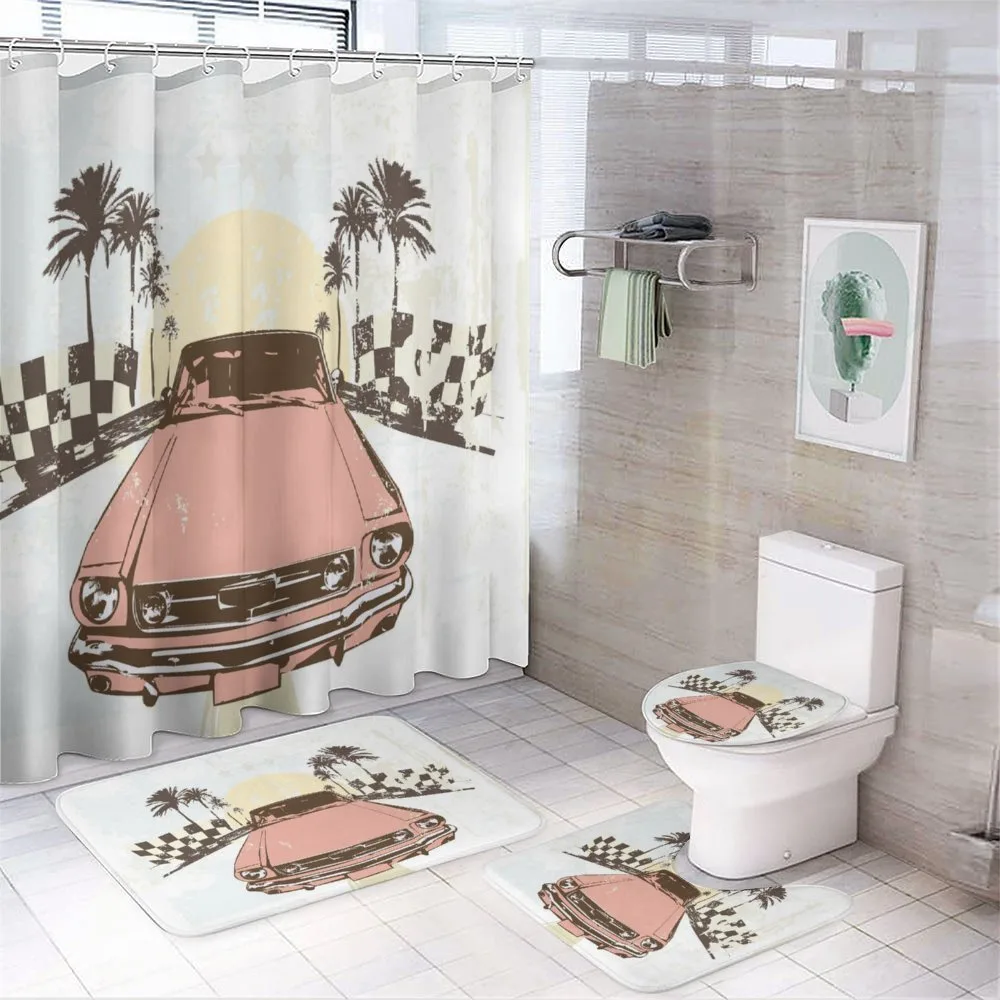 Retro Auto Sport Palms — 4-Piece Bathroom Set preview