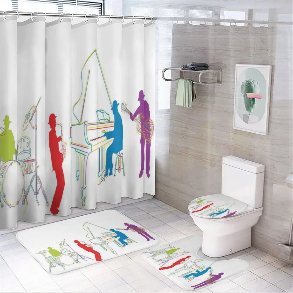 Retro Jazz Band Music — 4-Piece Bathroom Set preview