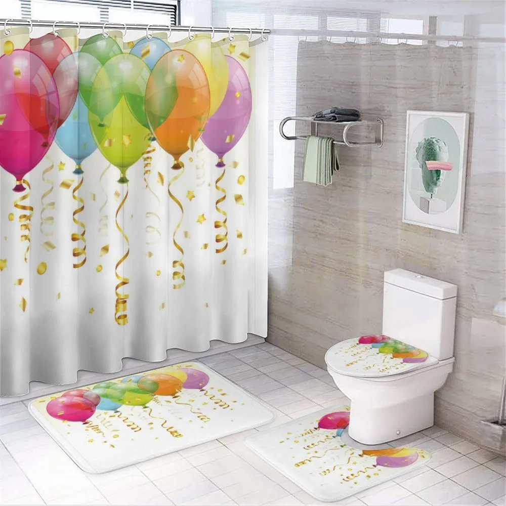 3D Balloons Rain 4-Piece Bathroom Set product video