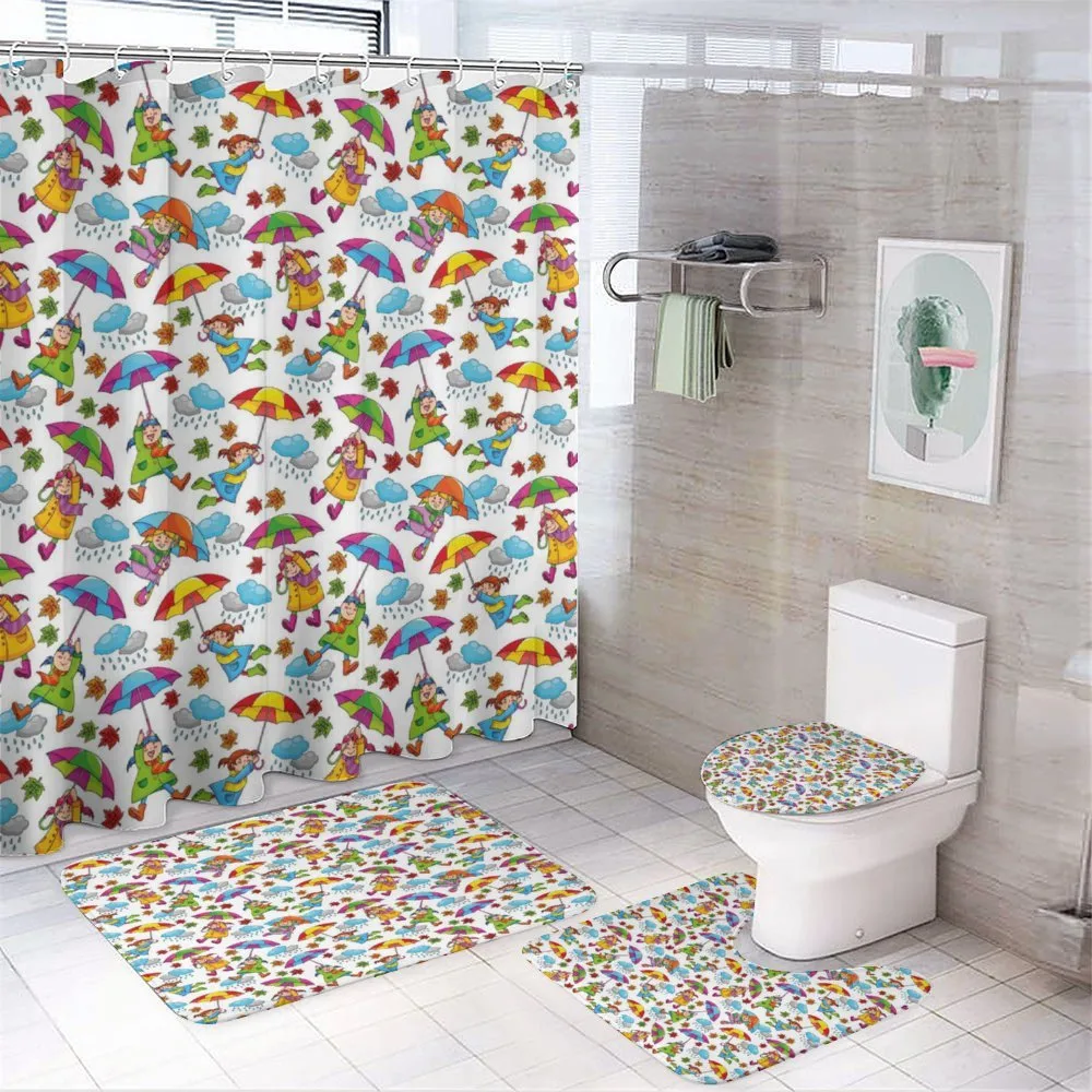 Girls Umbrellas Rain Cloud — 4-Piece Bathroom Set preview