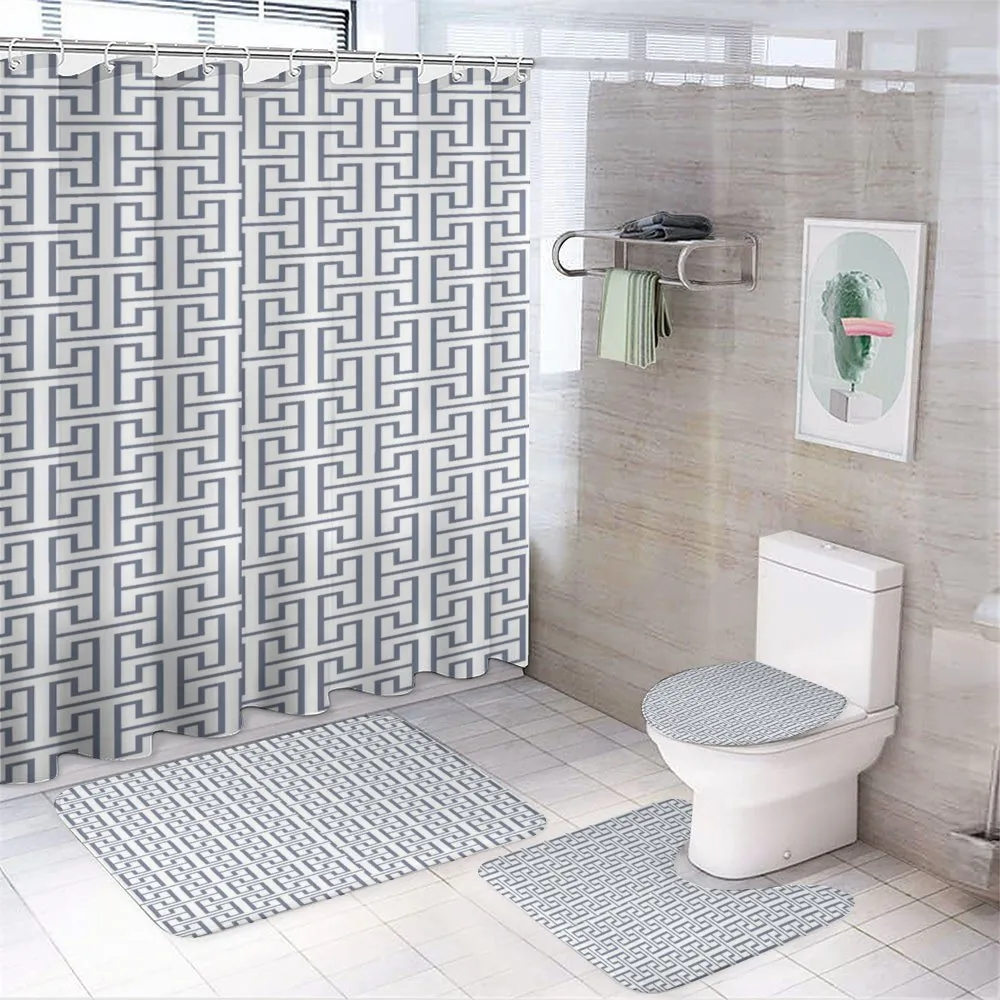 Grid Maze Pattern — 4-Piece Bathroom Set preview