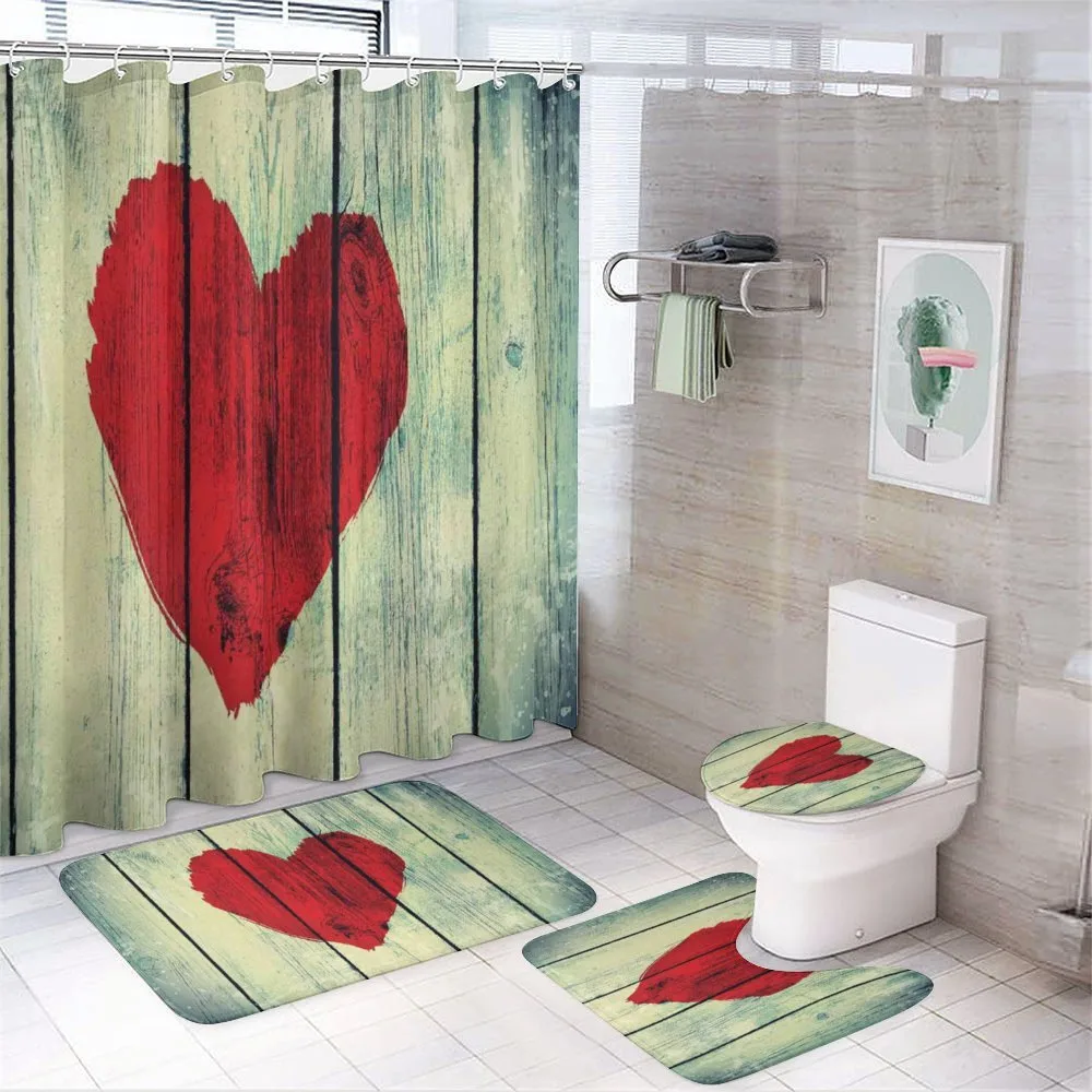 Heart Wooden Wall — 4-Piece Bathroom Set preview