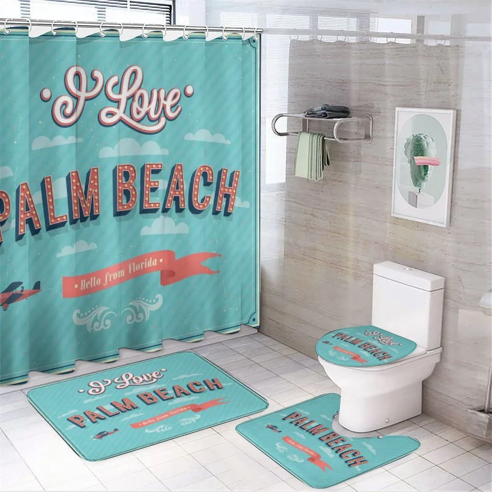 I Love Palm Beach Retro — 4-Piece Bathroom Set preview