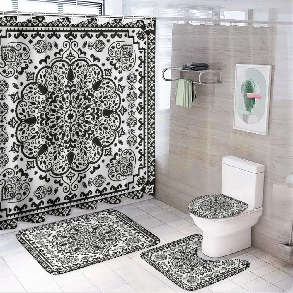 Lace Paisley Black Mehndi — 4-Piece Bathroom Set preview