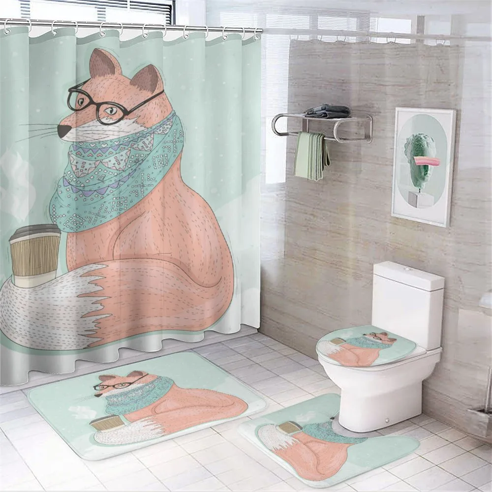 Hipster Fox Glasses — 4-Piece Bathroom Set preview