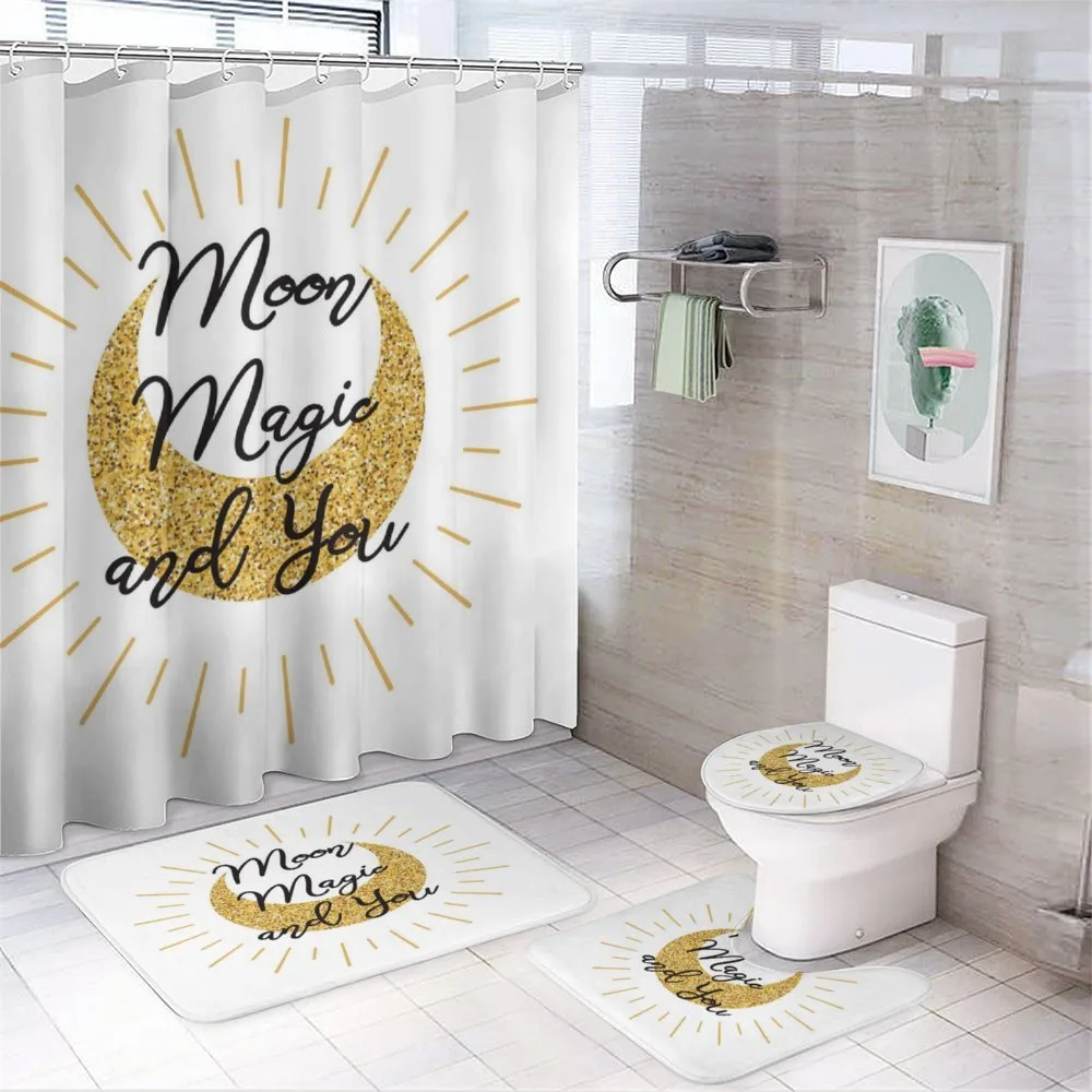 Lover Text Moon Magic and You — 4-Piece Bathroom Set preview