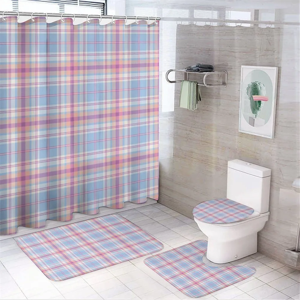 Vintage Plaid Pattern 4-Piece Bathroom Set product video