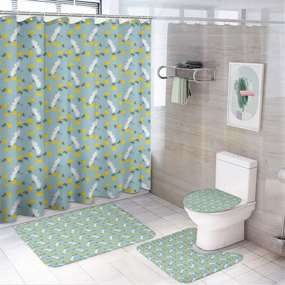 Cranes and Flowers — 4-Piece Bathroom Set preview