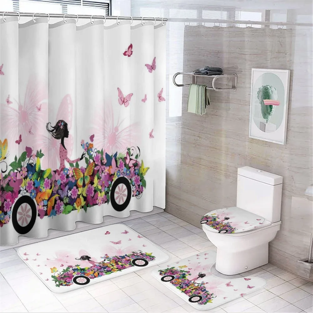 Floral Car Butterflies — 4-Piece Bathroom Set preview