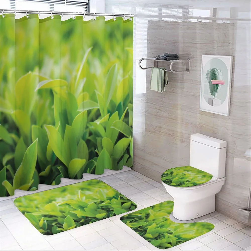 Lush Green Leaves 4-Piece Bathroom Set product video