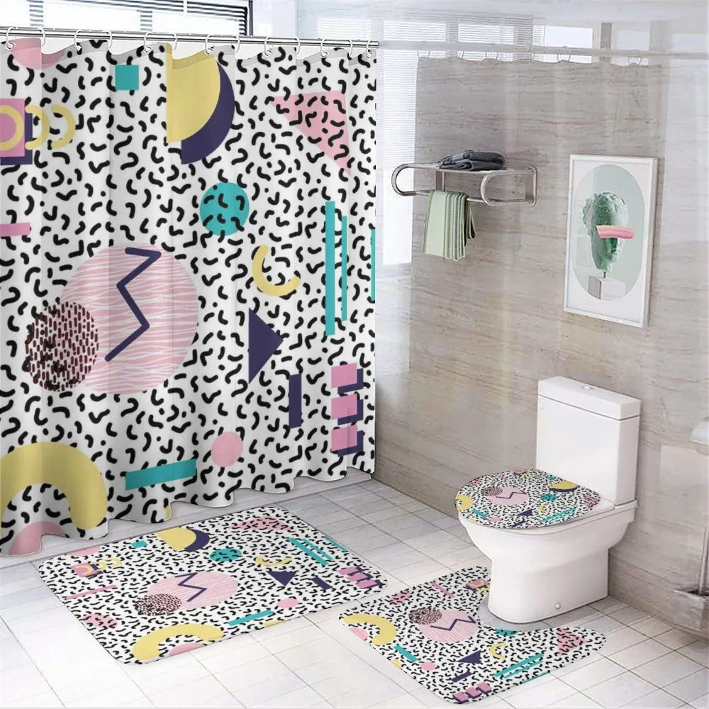 Retro Geometric Shapes — 4-Piece Bathroom Set preview