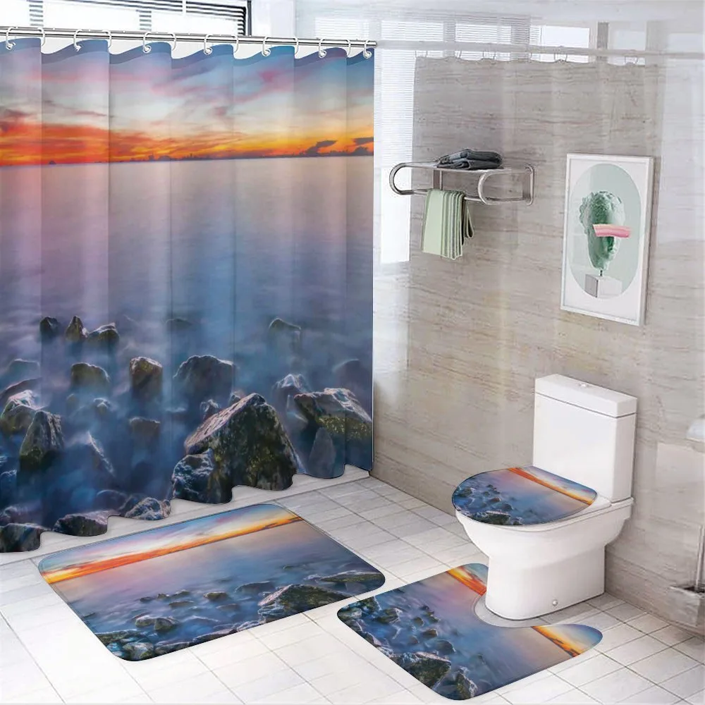 Sunrise Horizon Calm Waves — 4-Piece Bathroom Set preview
