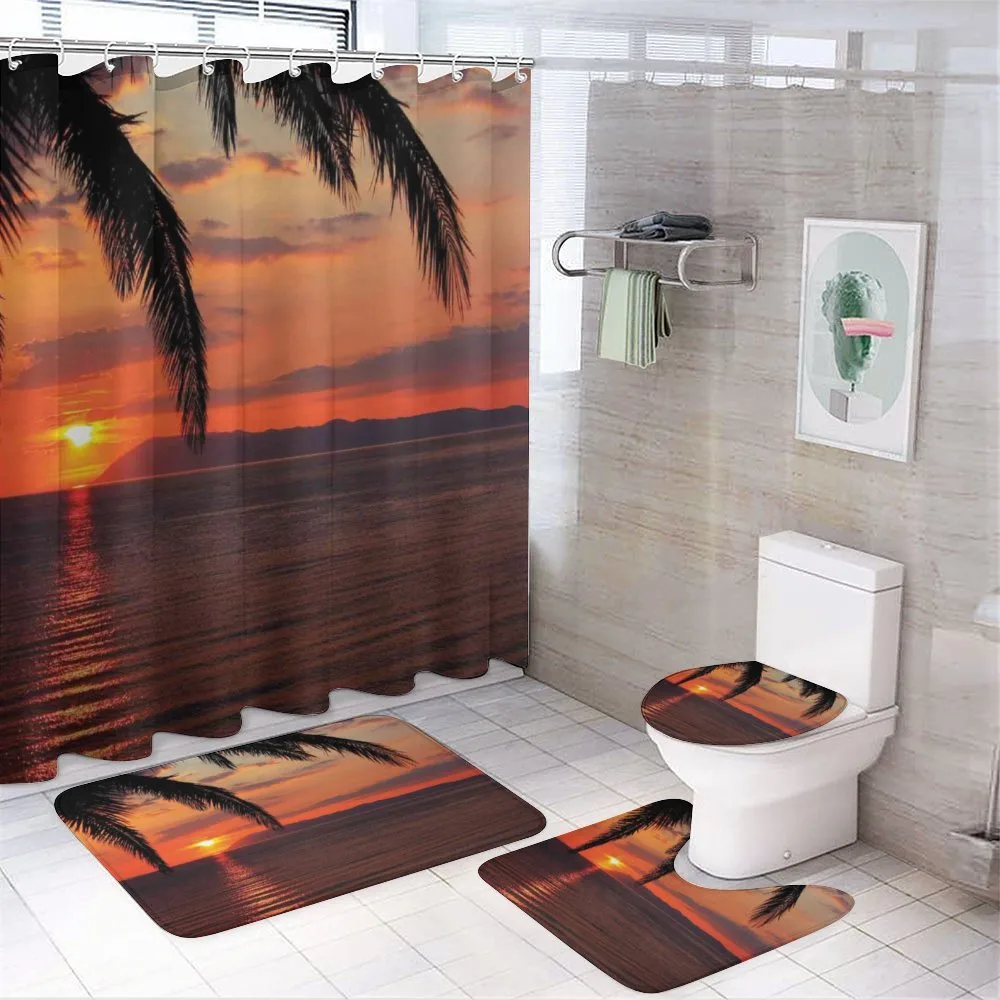 Sunrise on Sea and Palms — 4-Piece Bathroom Set preview