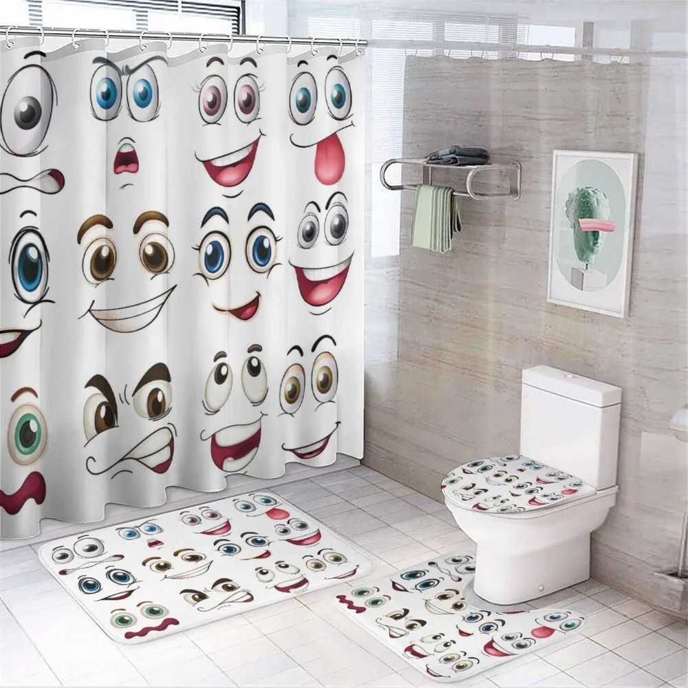 Hand Drawn Emoji Faces — 4-Piece Bathroom Set preview