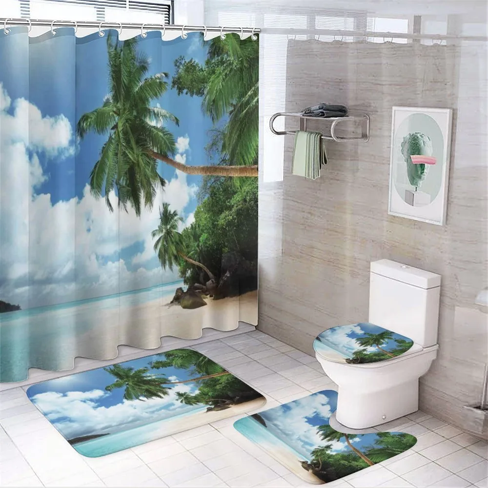 Palm Leaf Island Lagoon — 4-Piece Bathroom Set preview