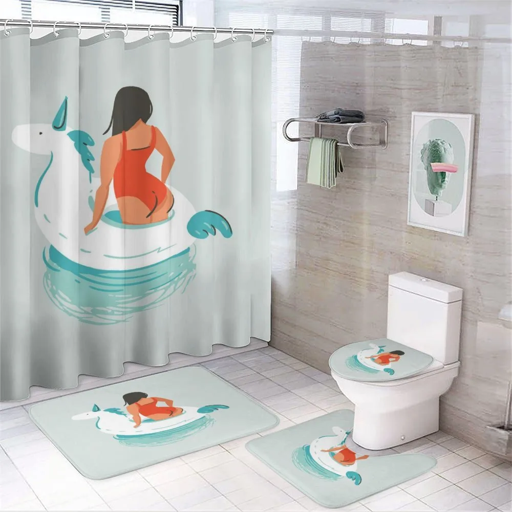 Young Girl Unicorn — 4-Piece Bathroom Set preview