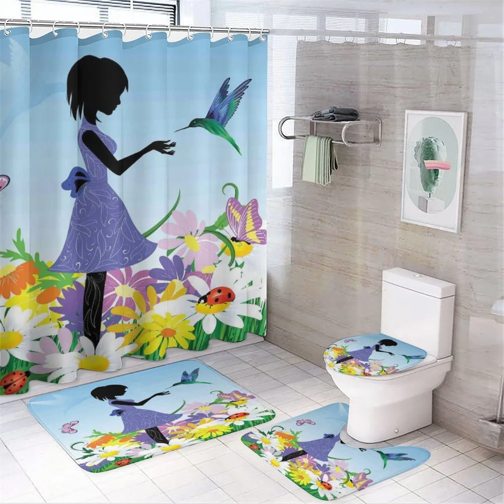 Lawn Blossomed Flowers — 4-Piece Bathroom Set preview