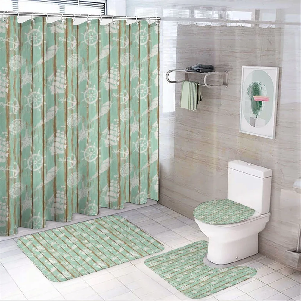 Mint Seashell Sailing — 4-Piece Bathroom Set preview