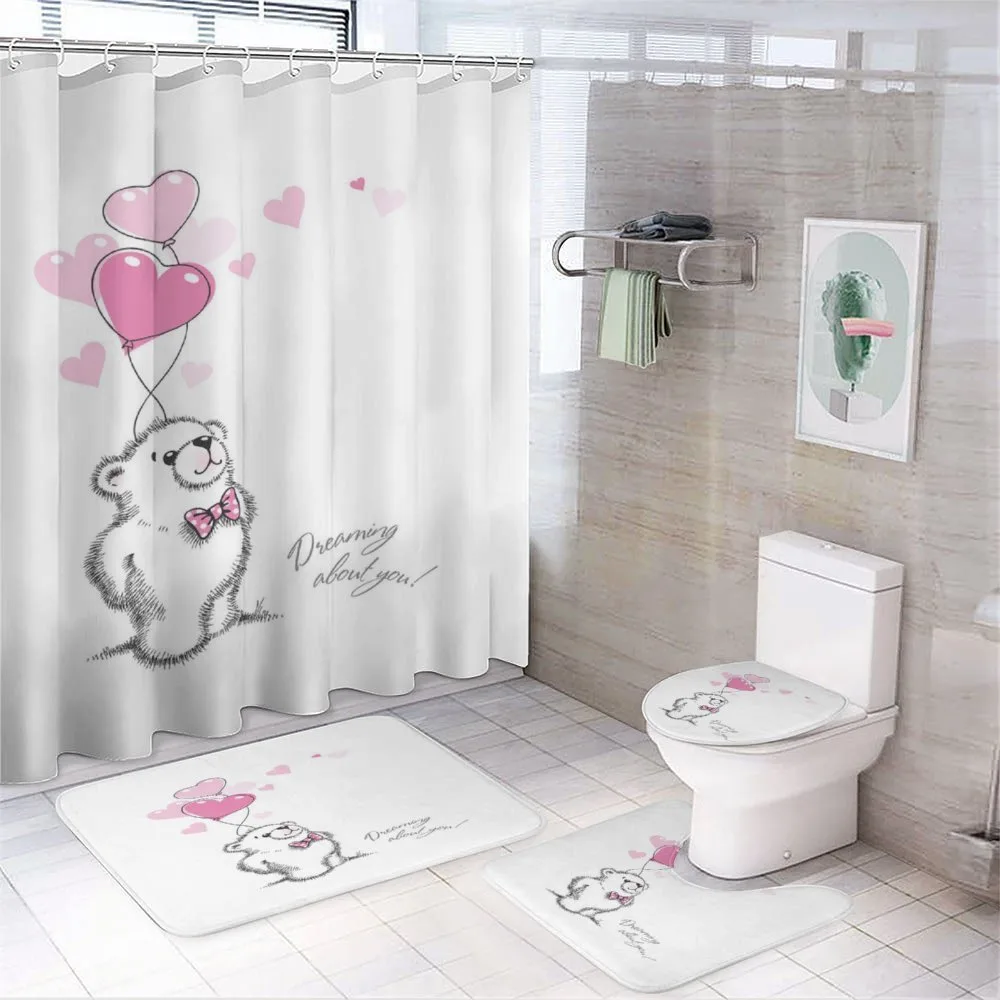 Pink Heart Romantic Words — 4-Piece Bathroom Set preview