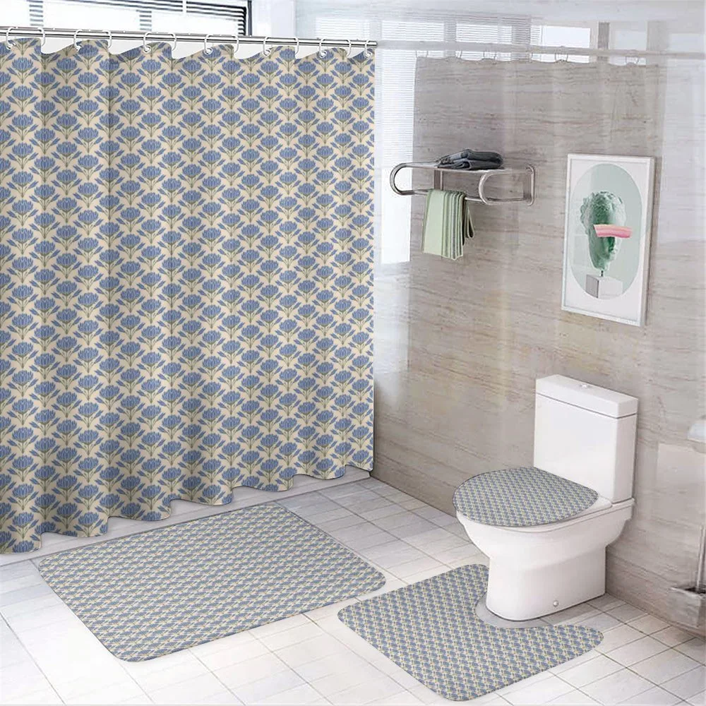 Symmetric Flowers with Buds — 4-Piece Bathroom Set preview