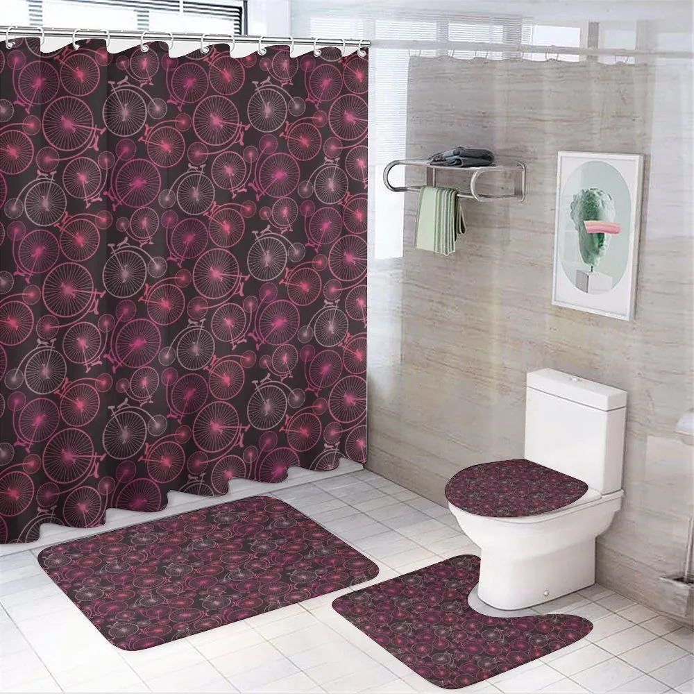 Vintage Bikes in Pink — 4-Piece Bathroom Set preview