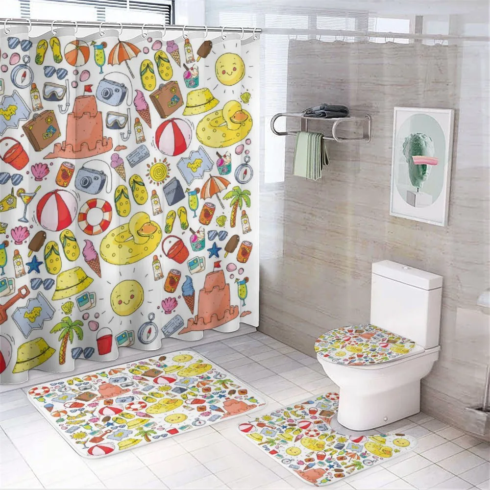 Vivid Summer Vacation Items — 4-Piece Bathroom Set preview