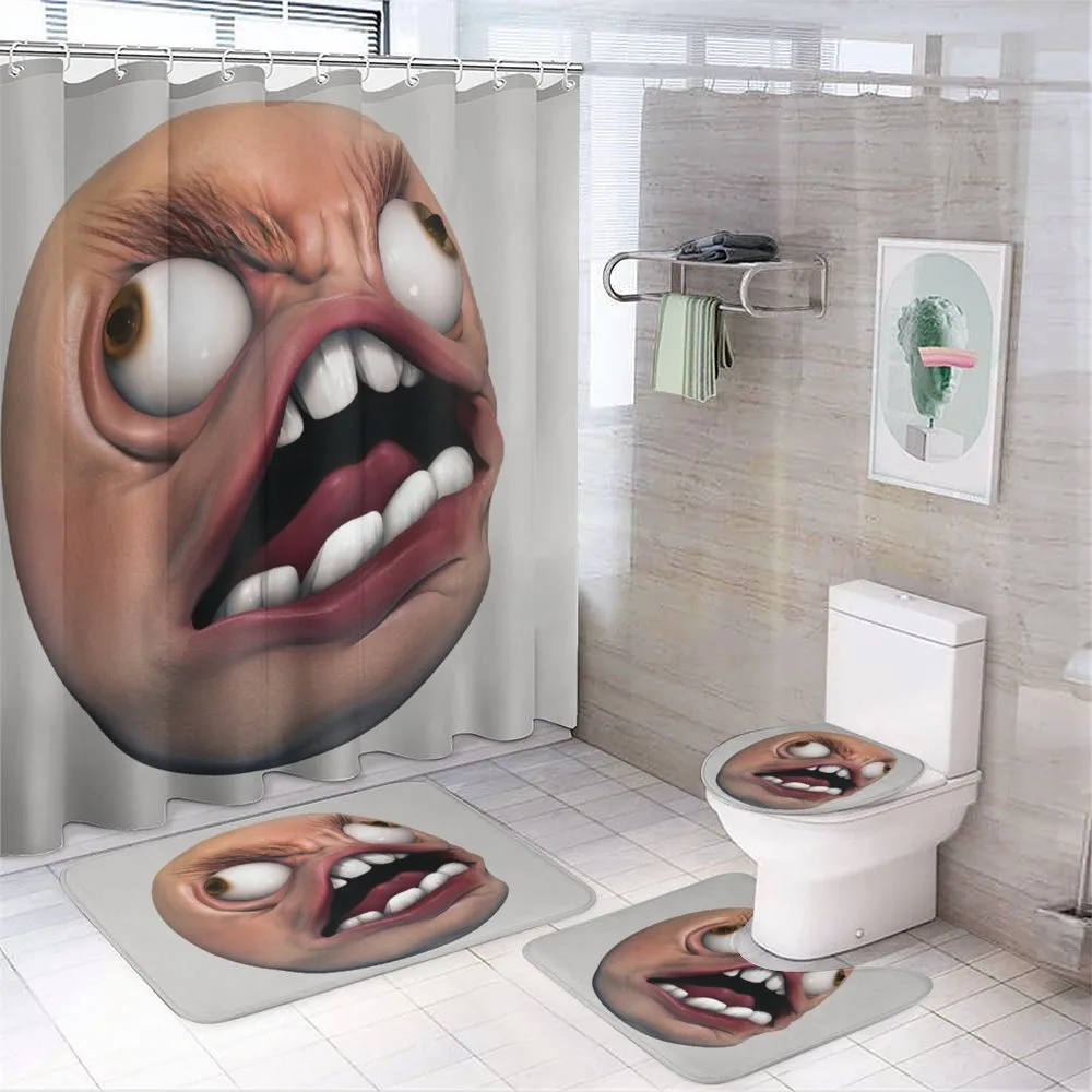 Angry Rage Meme Guy Fun — 4-Piece Bathroom Set preview
