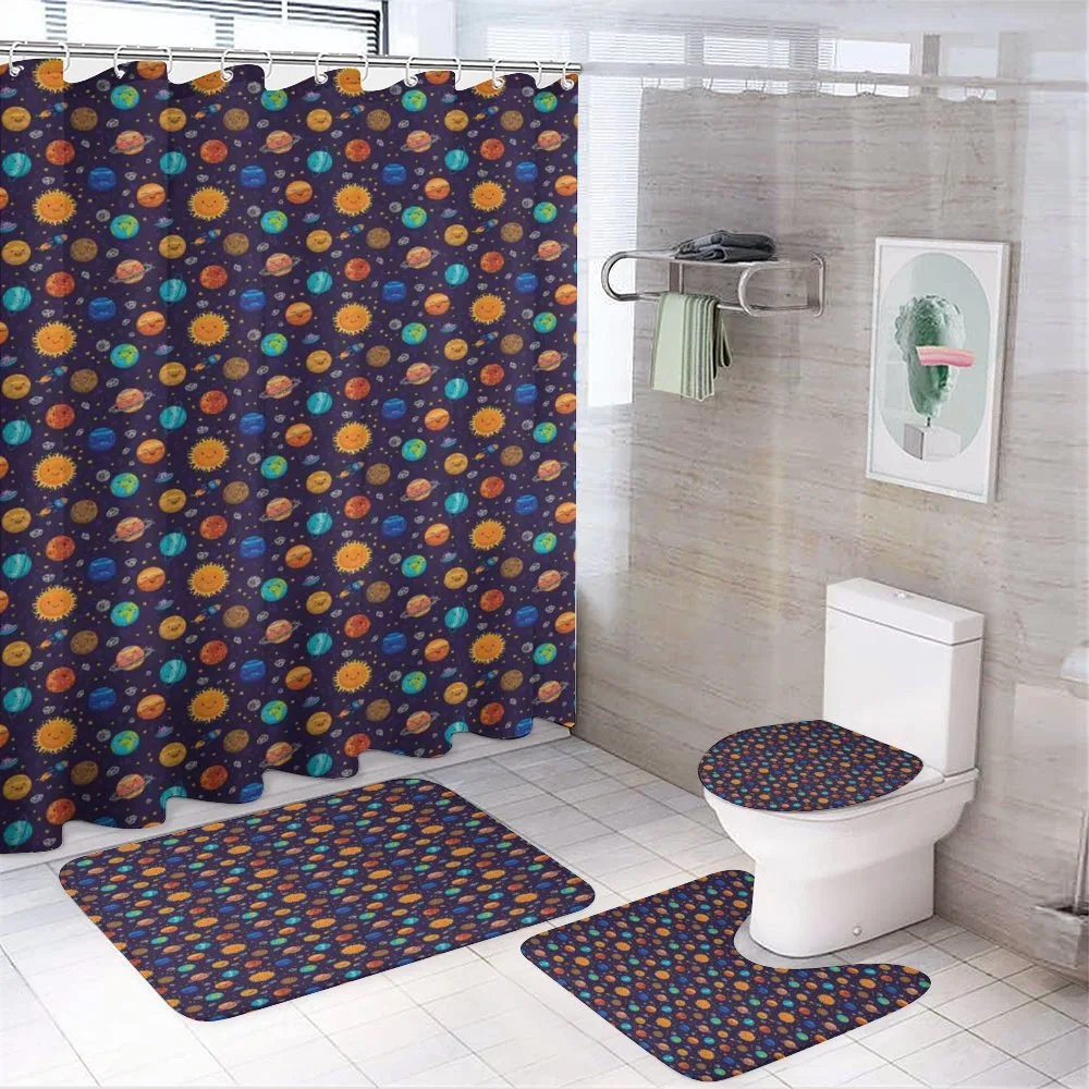 Cheerful Planets and Rockets — 4-Piece Bathroom Set preview