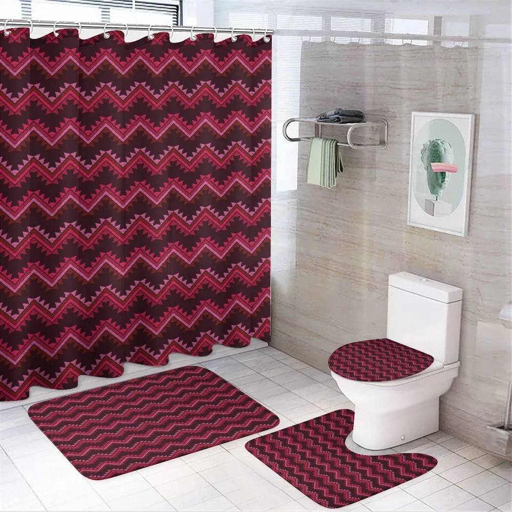 Ethnic Chevrons in Warm Tones — 4-Piece Bathroom Set preview