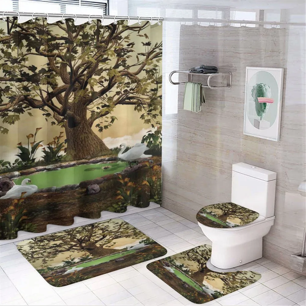 Forest Tree Pond and Swans — 4-Piece Bathroom Set preview