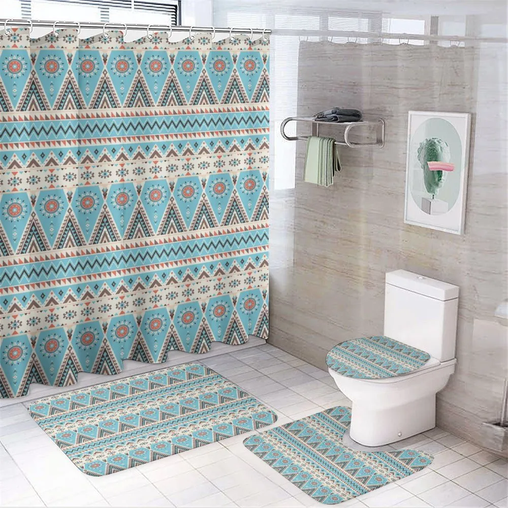 Geometric Themed Striped Art — 4-Piece Bathroom Set preview