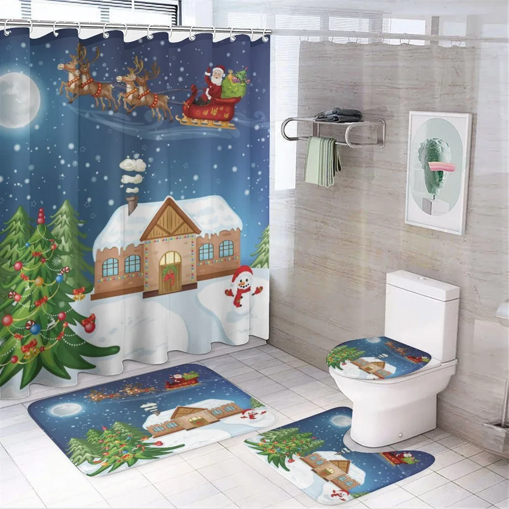 Santa with Rudolf — 4-Piece Bathroom Set preview