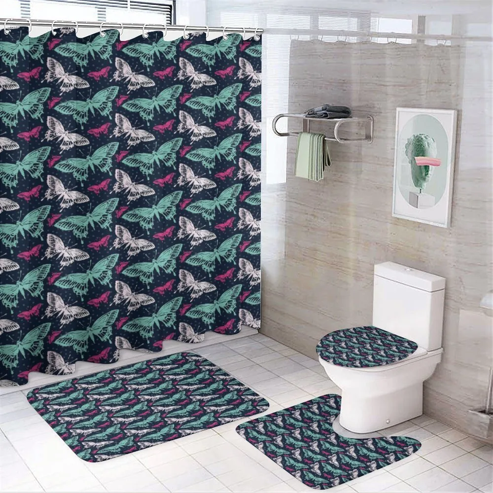 Vivid Butterfly Pattern — 4-Piece Bathroom Set preview
